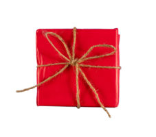 red gift box with vintage rope isolated png