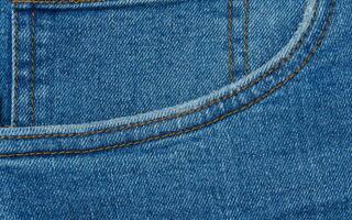 Blue jeans front pocket, close up photo