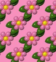 Pink flowers on a pink background, repeating pattern. 3D rendering illustration photo