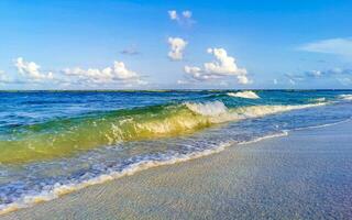 Tropical mexican beach clear turquoise water Playa del Carmen Mexico. photo