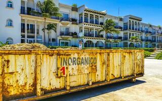 Playa del Carmen Quintana Roo Mexico 2023 Trailer container with sea weed grass sargazo in Mexico. photo