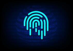 Cyber security and cyber crime concept. Scanning electronic thumb fingerprint on binary futuristic technology abstract background. Digital protection data. Hacker protection. vector