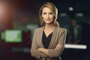 News female presenter channel. Generate Ai photo