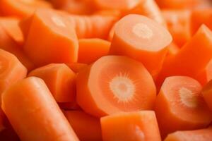 Carrots fresh vegetables slices. Generate Ai photo