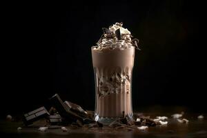 Chocolate milkshake shot. Generate Ai photo