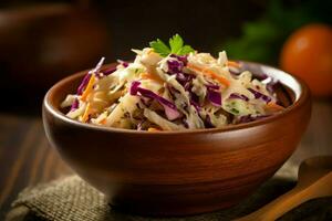 Coleslaw bowl kitchen food. Generate Ai photo