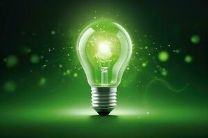 eco simpático bombilla, energía eficiencia, renovable y sostenible energía concepto. generativo ai foto