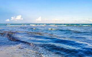 Tropical mexican beach clear turquoise water Playa del Carmen Mexico. photo