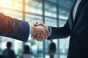 Business Partners Shaking Hands, Agreed on a Business Opportunity, Corporate Businesspeople Meet in Modern Office photo
