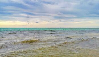 Tropical mexican beach clear turquoise water Playa del Carmen Mexico. photo