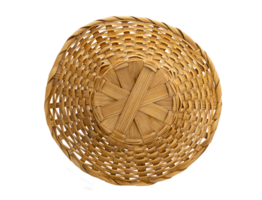 Woven straw country hat for beach, fields on isolated background. Vacation, travel. View from above png