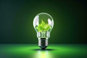 Eco Friendly Lightbulb, Energy Efficiency, Renewable and Sustainable Energy Concept. Generative Ai photo