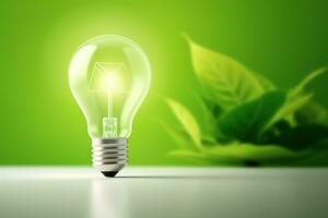 Eco Friendly Lightbulb, Energy Efficiency, Renewable and Sustainable Energy Concept. Generative Ai photo