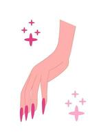 Woman hand with stiletto shape manicure. Vector woman manicure with stiletto nails