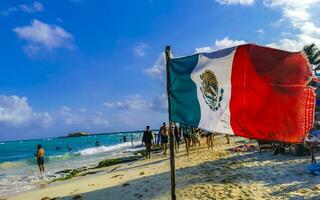 Playa del Carmen Quintana Roo Mexico 2021 Mexican green white red flag in Playa del Carmen Mexico. photo