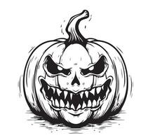 Evil pumpkin sketch hand drawn Halloween Vector illustration