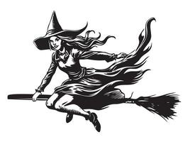 Witch cartoon sketch hand drawn Halloween Vector illustration