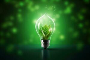 Eco Friendly Lightbulb, Energy Efficiency, Renewable and Sustainable Energy Concept. Generative Ai photo