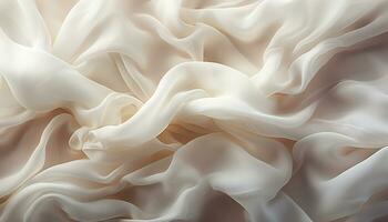 Recreation of a of a white pink soft texture of a cotton silk cloth waving. Illustration AI photo