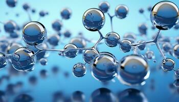 Fictitious recreation of water molecules. Illustration AI photo