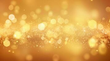 Gold glitters background. shimmering blur spot lights Bokeh Shiny gold light background texture. photo