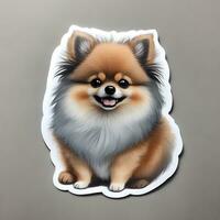 Pomeranian dog sticker vector art ai generate photo