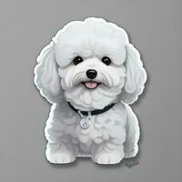 Bichon frise dog sticker vector art ai generate photo