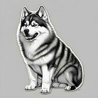 Alaskan malamute dog sticker vector art ai generate photo