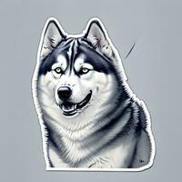 Siberian husky dog sticker vector art ai generate photo