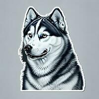 Siberian husky dog sticker vector art ai generate photo