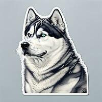 Siberian husky dog sticker vector art ai generate photo