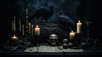 Dark and moody background with gothic or horror elements photo