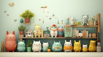 Whimsical and playful design with cute characters and objects photo