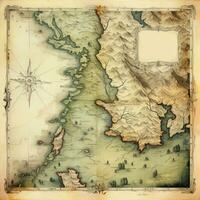 Vintage map with watercolor texture photo