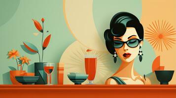 Vintage-inspired illustration with retro color schemes photo
