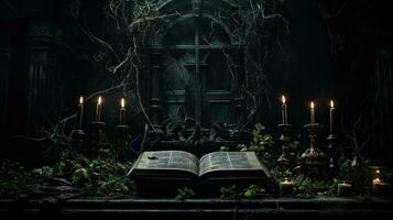 Dark and moody background with gothic or horror elements photo