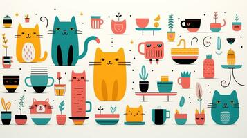 Whimsical and playful design with cute characters and objects photo