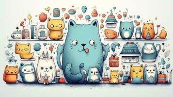 Whimsical and playful design with cute characters and objects photo