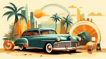 Vintage-inspired illustration with retro color schemes photo