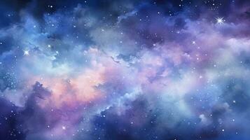 Blue and purple watercolor galaxy background photo