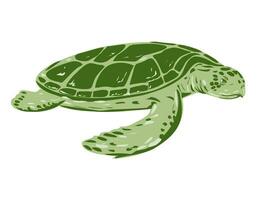 Australian Flatback Sea Turtle Side View WPA Art vector