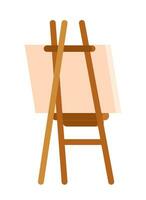 Canvas easel 2D cartoon object. Drawing painting studio. Artist material isolated vector item white background. Gallery exhibition equipment. Square canvas frame on tripod color flat spot illustration