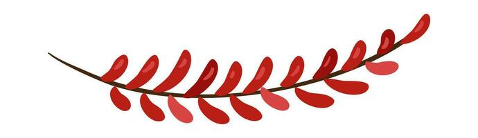 Red autumn leaf isolated on white background. Simple cartoon flat style, vector. Hand drawn fall element for design greeting card. Thanksgiving Day vector