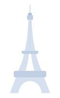 Paris Eiffel tower silhouette 2D cartoon object. Famous landmark. Tourist attraction France isolated vector item white background. Iron monument. Europe travel destination color flat spot illustration