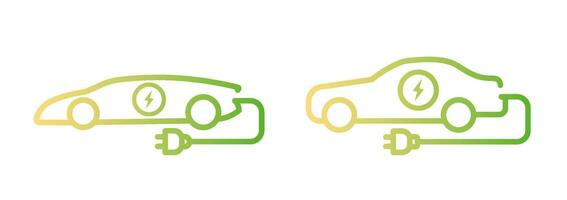 Electric car icon. Hybrid vehicle pictogram. Line electric car vector