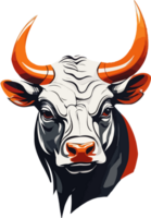 Bull Head Minimal Logo Mascot Clip Art with AI Generative png