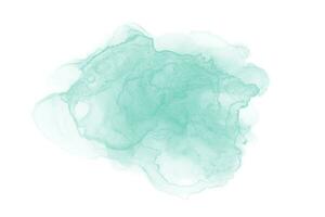 Watercolor alcohol ink liquid splash on white background. Blue mint water color stain vector