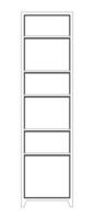 Vertical bookcase tower black and white 2D line cartoon object. Knowledge bookshelf. Tower shelf storage isolated vector outline item. Shelves for organizing books monochromatic flat spot illustration