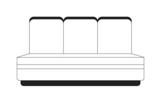 Public transport seats black and white 2D cartoon object. Underground train seats vintage isolated vector outline item. Passenger chairs. Leather comfortable couch monochromatic flat spot illustration