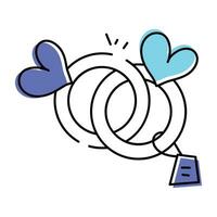 Valentine rings trendy doodle icon vector